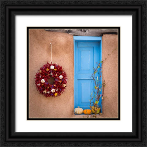 Blue Door II Black Ornate Wood Framed Art Print with Double Matting by Mahan, Kathy