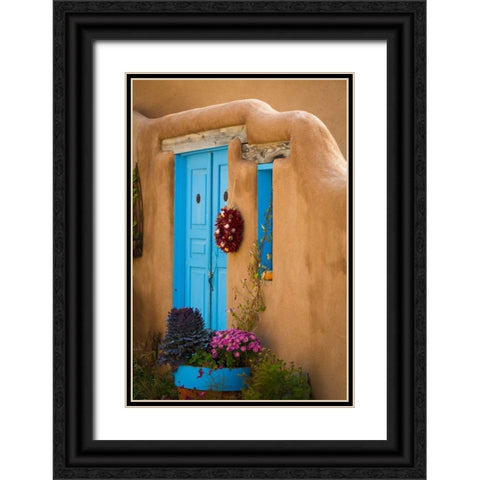 Blue Door IV Black Ornate Wood Framed Art Print with Double Matting by Mahan, Kathy