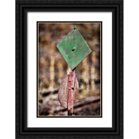 Train Signal Black Ornate Wood Framed Art Print with Double Matting by Mahan, Kathy