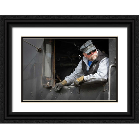 Train Conductor I Black Ornate Wood Framed Art Print with Double Matting by Mahan, Kathy