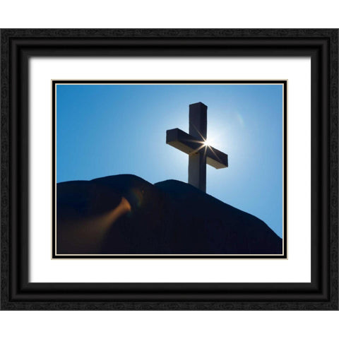 Church Cross I Black Ornate Wood Framed Art Print with Double Matting by Mahan, Kathy