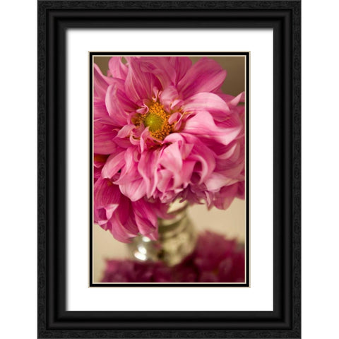 Pink Bouquet Black Ornate Wood Framed Art Print with Double Matting by Millet, Karyn