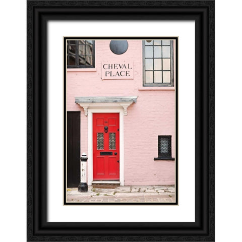 Red Door Black Ornate Wood Framed Art Print with Double Matting by Millet, Karyn
