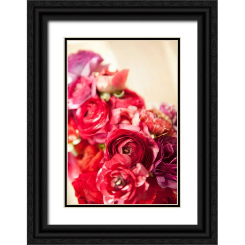 Peony Bouquet I Black Ornate Wood Framed Art Print with Double Matting by Millet, Karyn