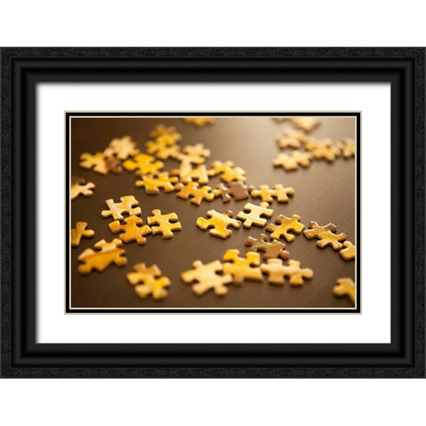 Puzzle I Black Ornate Wood Framed Art Print with Double Matting by Millet, Karyn