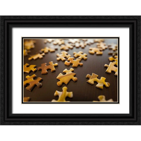Puzzle II Black Ornate Wood Framed Art Print with Double Matting by Millet, Karyn