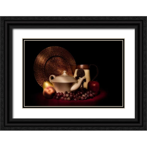 Teapot with Fruit Still Life Black Ornate Wood Framed Art Print with Double Matting by McNemar, C. Thomas