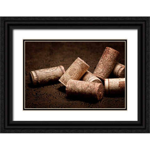 Wine Corks Still Life III Black Ornate Wood Framed Art Print with Double Matting by McNemar, C. Thomas