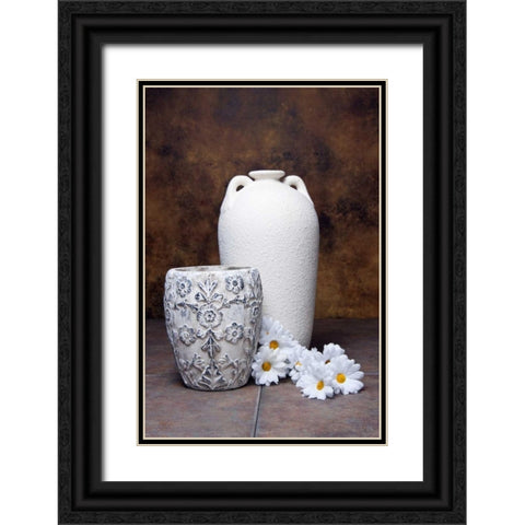 Vases with Daisies I Black Ornate Wood Framed Art Print with Double Matting by McNemar, C. Thomas