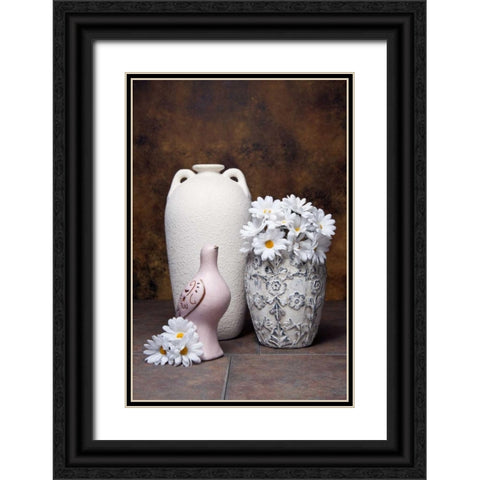 Vases with Daisies II Black Ornate Wood Framed Art Print with Double Matting by McNemar, C. Thomas