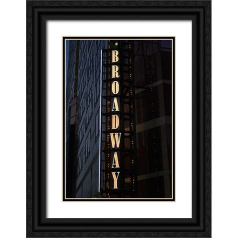 Broadway Sign Black Ornate Wood Framed Art Print with Double Matting by Moore, Brian
