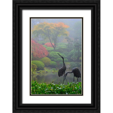 Gardens in the Fog I Black Ornate Wood Framed Art Print with Double Matting by Moore, Brian