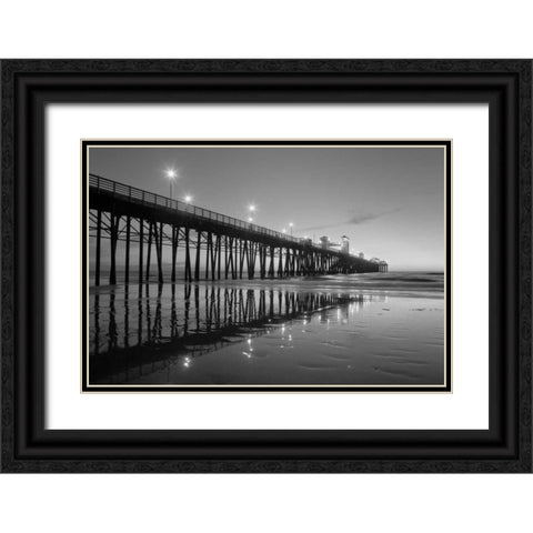 Pier Night II Black Ornate Wood Framed Art Print with Double Matting by Peterson, Lee