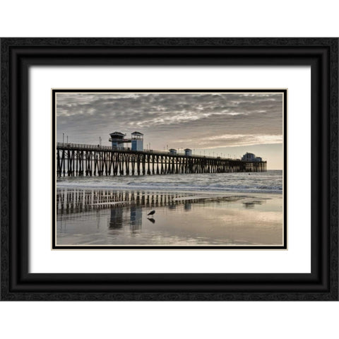 Pier Sunset II Black Ornate Wood Framed Art Print with Double Matting by Peterson, Lee