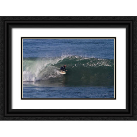 Surfing I Black Ornate Wood Framed Art Print with Double Matting by Peterson, Lee