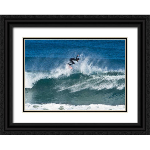 Surfing III Black Ornate Wood Framed Art Print with Double Matting by Peterson, Lee