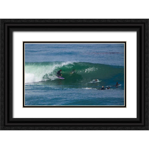 Surfing VII Black Ornate Wood Framed Art Print with Double Matting by Peterson, Lee
