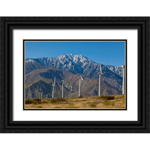 Windmills II Black Ornate Wood Framed Art Print with Double Matting by Peterson, Lee