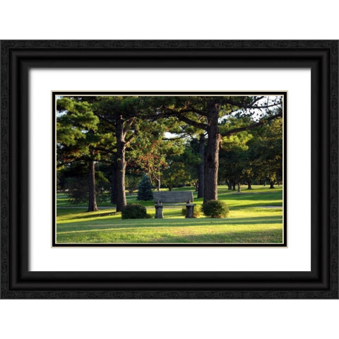 Bench I Black Ornate Wood Framed Art Print with Double Matting by Putman, Tammy