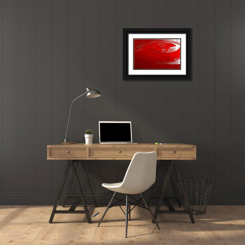 Red Drink Drop IV Black Ornate Wood Framed Art Print with Double Matting by Putman, Tammy