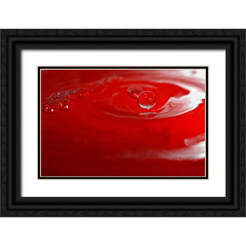 Red Drink Drop IV Black Ornate Wood Framed Art Print with Double Matting by Putman, Tammy