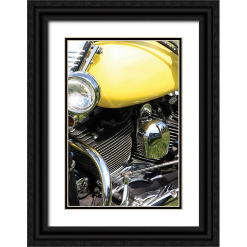 Yellow Motorcycle Black Ornate Wood Framed Art Print with Double Matting by Putman, Tammy