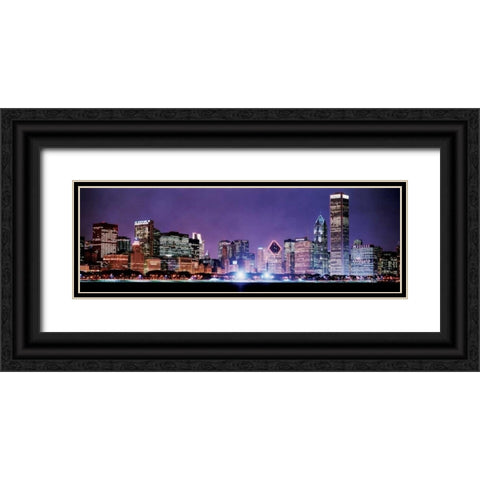 Chicago Skyline I Black Ornate Wood Framed Art Print with Double Matting by Stefko, Bob