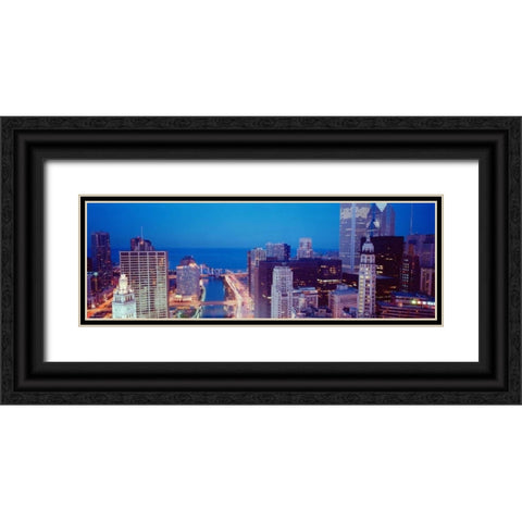 Chicago Skyline II Black Ornate Wood Framed Art Print with Double Matting by Stefko, Bob