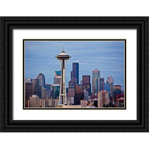Space Needle II Black Ornate Wood Framed Art Print with Double Matting by Stefko, Bob
