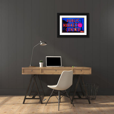 Public Market Sign II Black Ornate Wood Framed Art Print with Double Matting by Stefko, Bob