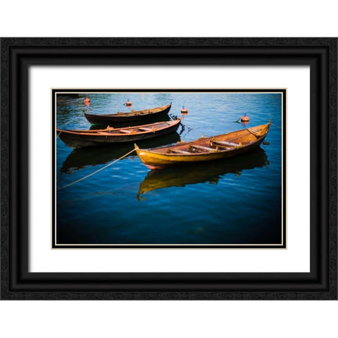 Fishing Boats I Black Ornate Wood Framed Art Print with Double Matting by Stefko, Bob