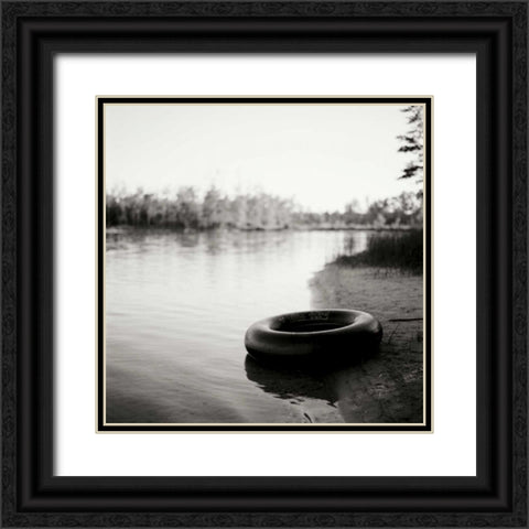 Lonely Inner tube Black Ornate Wood Framed Art Print with Double Matting by Stefko, Bob