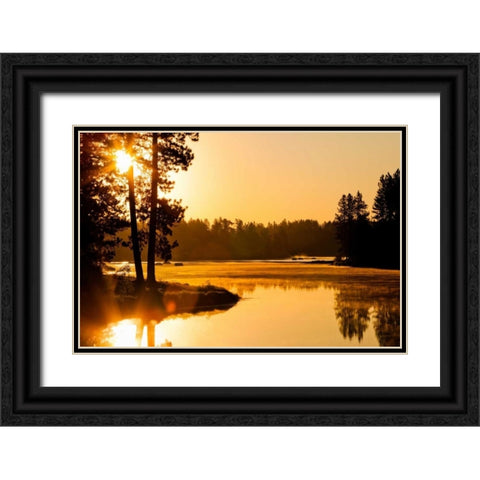 Winchester Lake II Black Ornate Wood Framed Art Print with Double Matting by Stefko, Bob