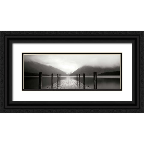 Serene Dock BW I Black Ornate Wood Framed Art Print with Double Matting by Stefko, Bob