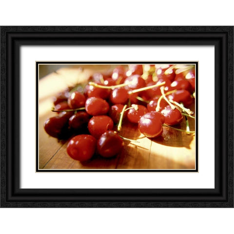 Cherries I Black Ornate Wood Framed Art Print with Double Matting by Stefko, Bob