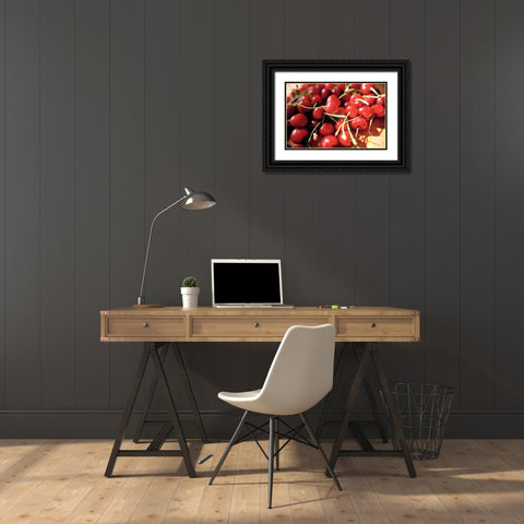 Cherries II Black Ornate Wood Framed Art Print with Double Matting by Stefko, Bob