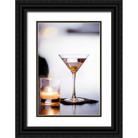 Happy Hour Martini Black Ornate Wood Framed Art Print with Double Matting by Stefko, Bob