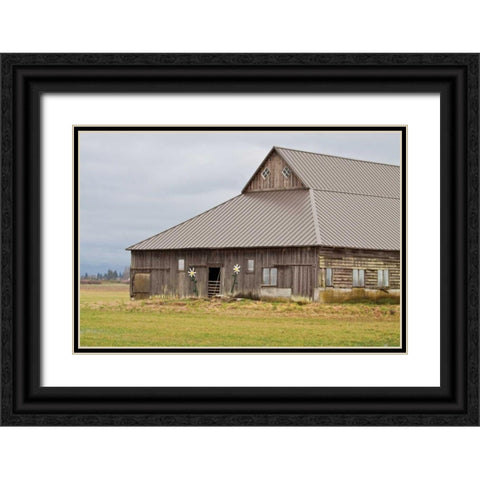 Grey Flower Barn Black Ornate Wood Framed Art Print with Double Matting by Styber, Dana