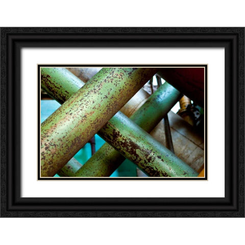 Transport Lines Black Ornate Wood Framed Art Print with Double Matting by Styber, Dana