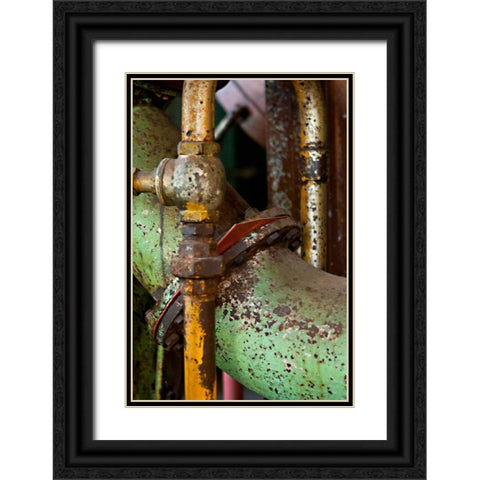 Gasket and Valve Black Ornate Wood Framed Art Print with Double Matting by Styber, Dana