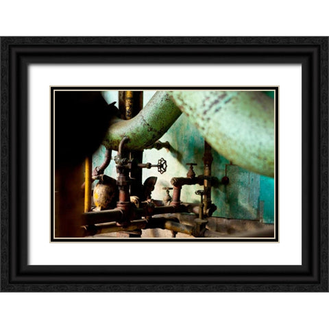 Pipe Junction Black Ornate Wood Framed Art Print with Double Matting by Styber, Dana