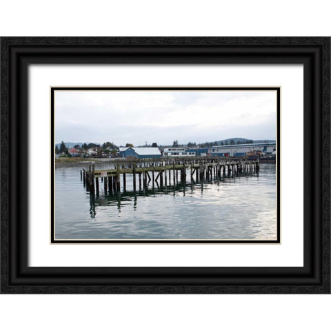 Unsafe Dock Black Ornate Wood Framed Art Print with Double Matting by Styber, Dana