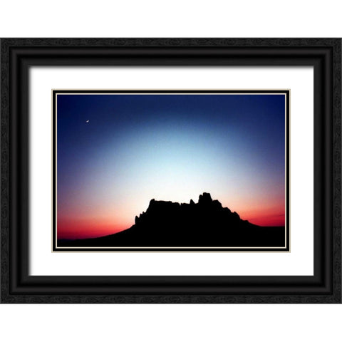 Shiprock at Dusk Black Ornate Wood Framed Art Print with Double Matting by Taylor, Douglas