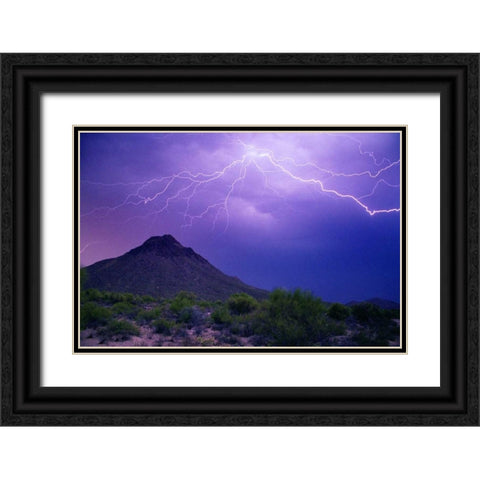 Mountain Lightning Black Ornate Wood Framed Art Print with Double Matting by Taylor, Douglas