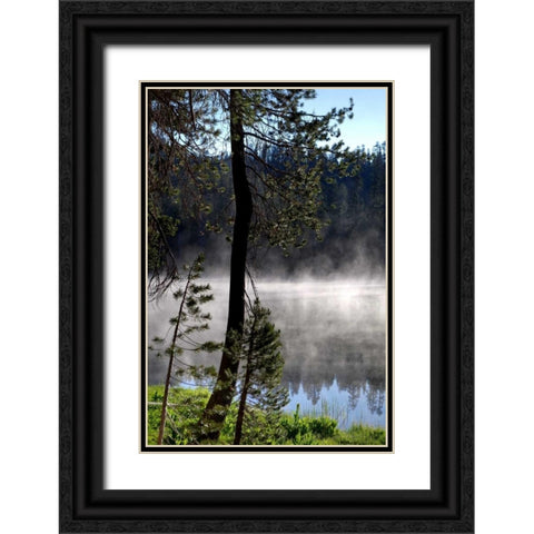 Summit Lake Black Ornate Wood Framed Art Print with Double Matting by Taylor, Douglas