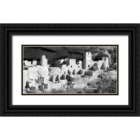 Cliff Palace at Mesa Verde BW Black Ornate Wood Framed Art Print with Double Matting by Taylor, Douglas