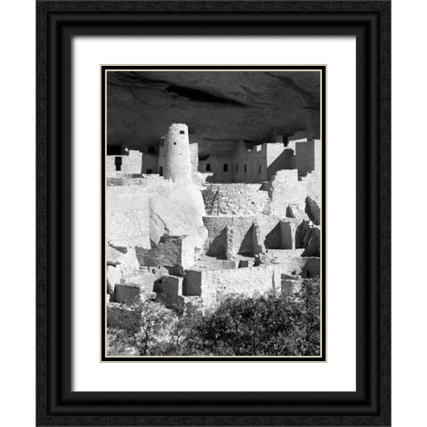 Cliff Palace Pueblo Portrait BW Black Ornate Wood Framed Art Print with Double Matting by Taylor, Douglas