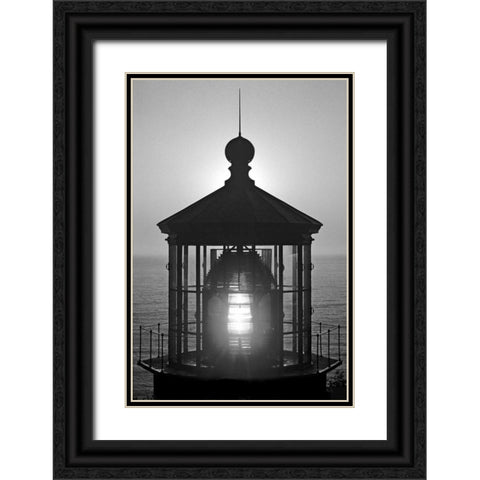 Cape Mears Lighthouse BW Black Ornate Wood Framed Art Print with Double Matting by Taylor, Douglas