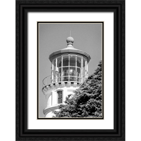 Umpqua River Lighthouse BW Black Ornate Wood Framed Art Print with Double Matting by Taylor, Douglas