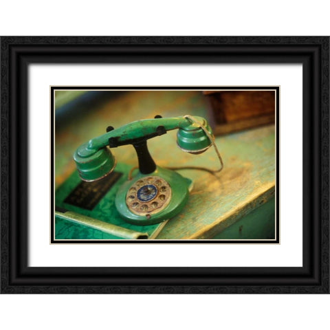 Vintage Phone I Black Ornate Wood Framed Art Print with Double Matting by Clayton-Thompson, Philip